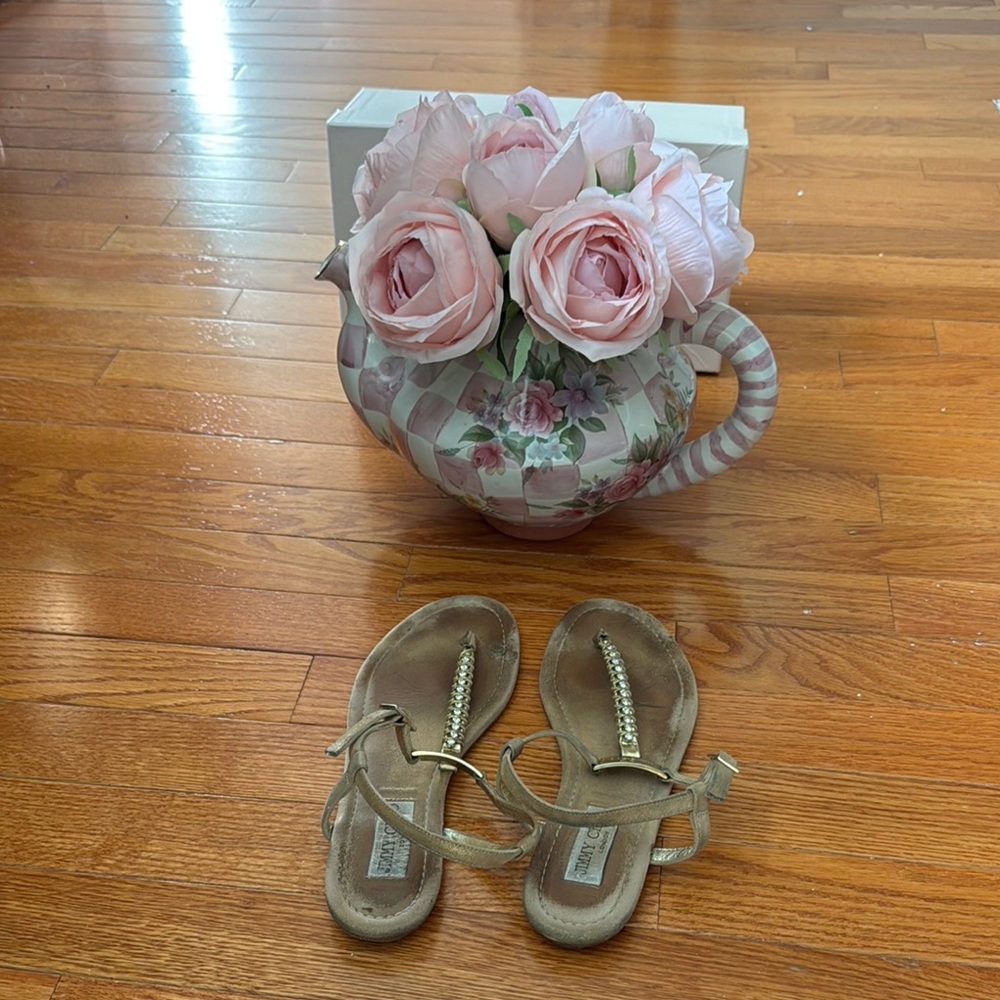 Jimmy Choo Gold Nox sandals size 38.5
